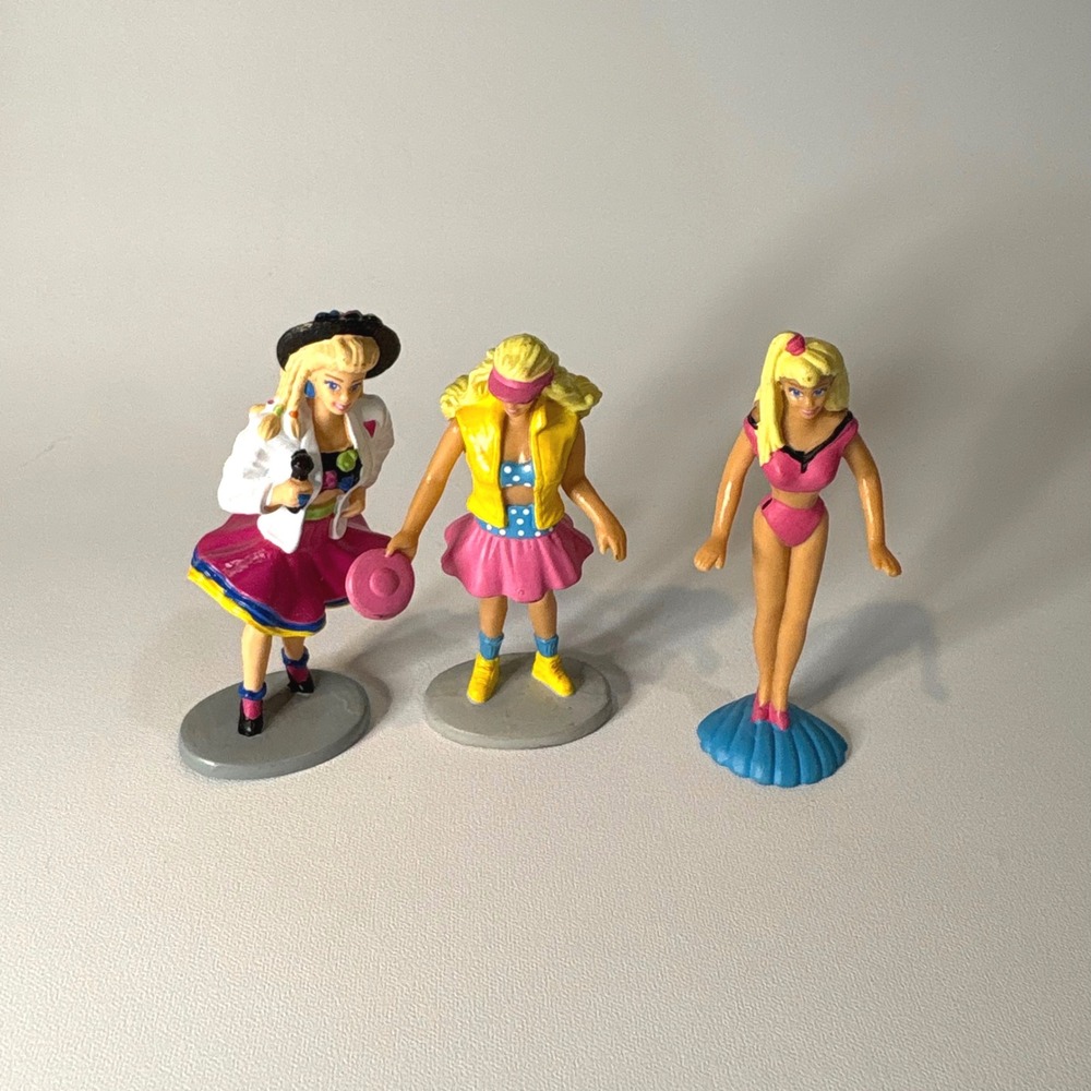 Vintage Barbie PVC Mini Figurine Lot 1990s Retro Mattel Set of 3